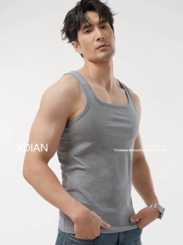 Мужской хлопковый жилет без рукавов для спортзала, квадратный вырез