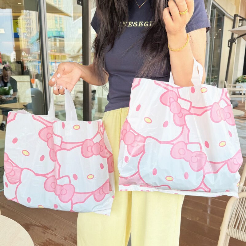 童装塑料手提袋加厚服装袋服装包装袋购物袋卡通猫袋子定制礼品袋