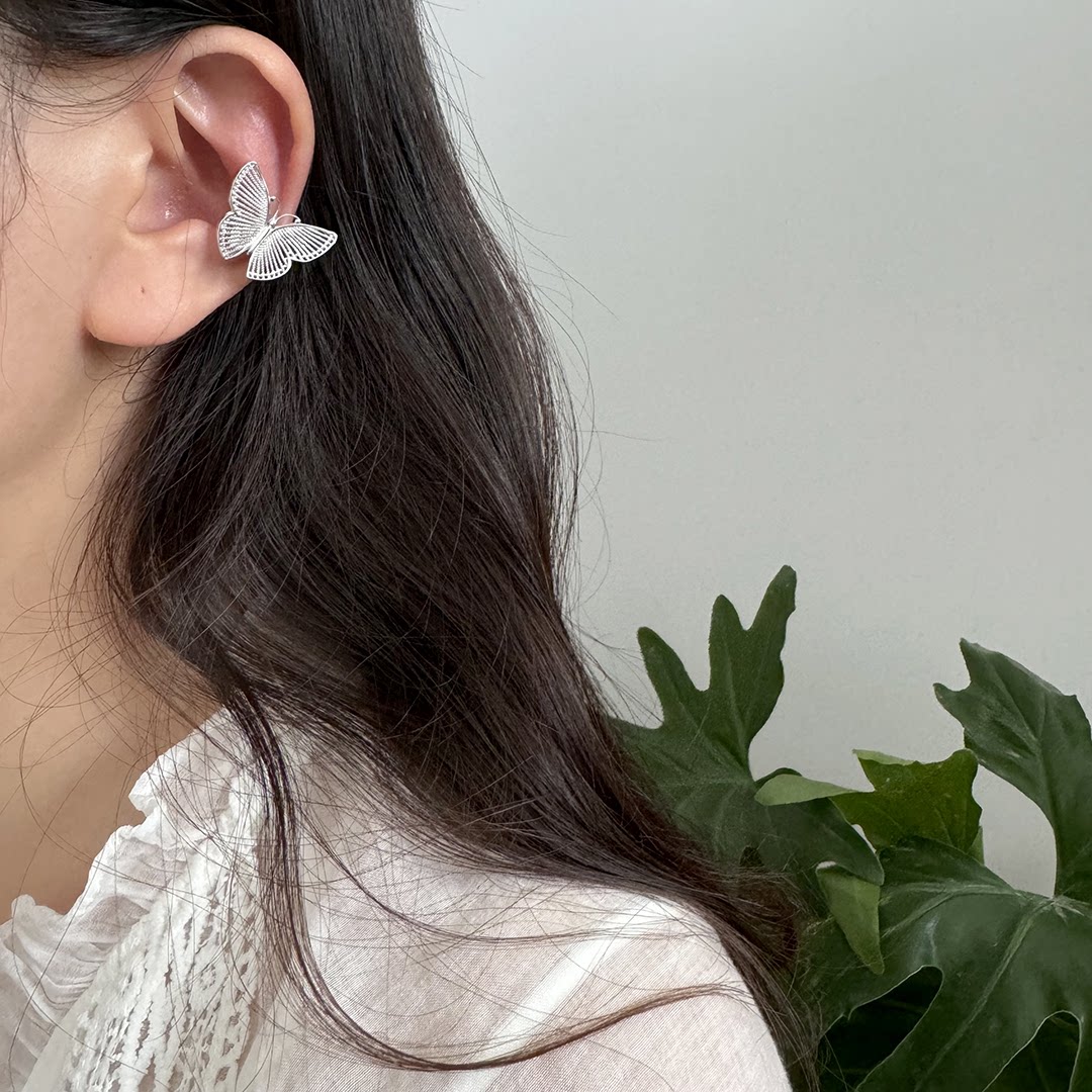 s925纯银简约韩版ins风蝴蝶造型轻奢百搭气质无耳洞耳夹女款耳饰