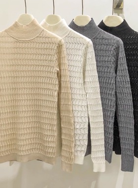 EverUnique秋冬新款女装精纺18针纯羊绒立体纹理针织衫YL-068