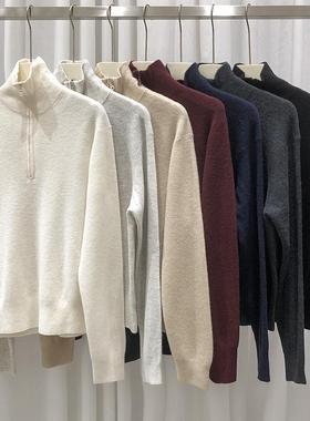 EverUnique秋冬新款女装纯羊绒拉链立领针织衫YL-120