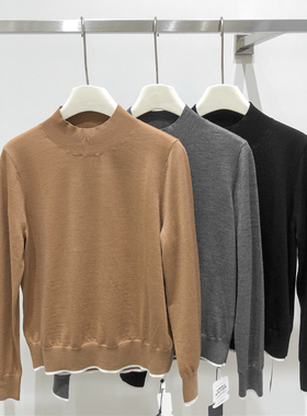 EverUnique秋冬新款女装扬子纱纯羊毛半高领打底针织衫QX-3538