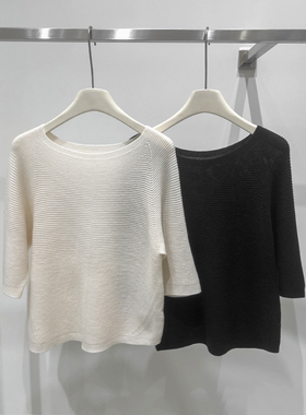 10%山羊绒90%羊毛无缝一线成衣中袖针织衫YL-2594