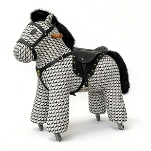 2026新年儿童动物小马造型凳子带滑轮可骑行周岁生日礼品摆件玩具