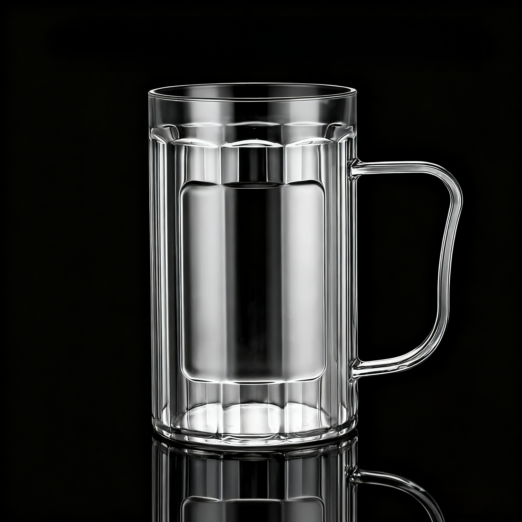 透明塑料啤酒杯带把手扎啤杯