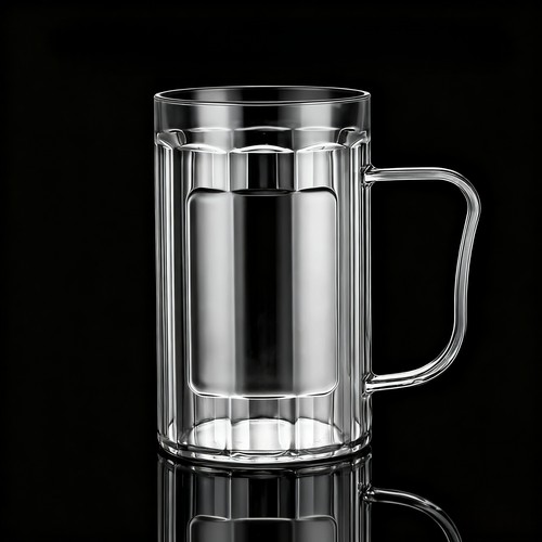 透明塑料啤酒杯带把手扎啤杯