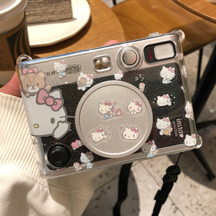 日本凯蒂猫Kitty拍立得miniEVO镜头盖可爱斜挎挂绳evo透明保护壳