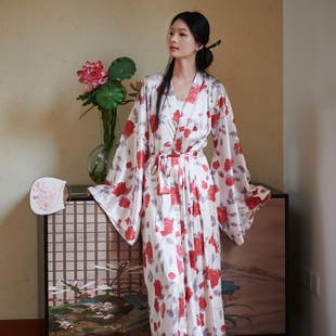 民国风睡袍家居服缎面仿真丝广袖 璟璃原创新中式 浴袍女春