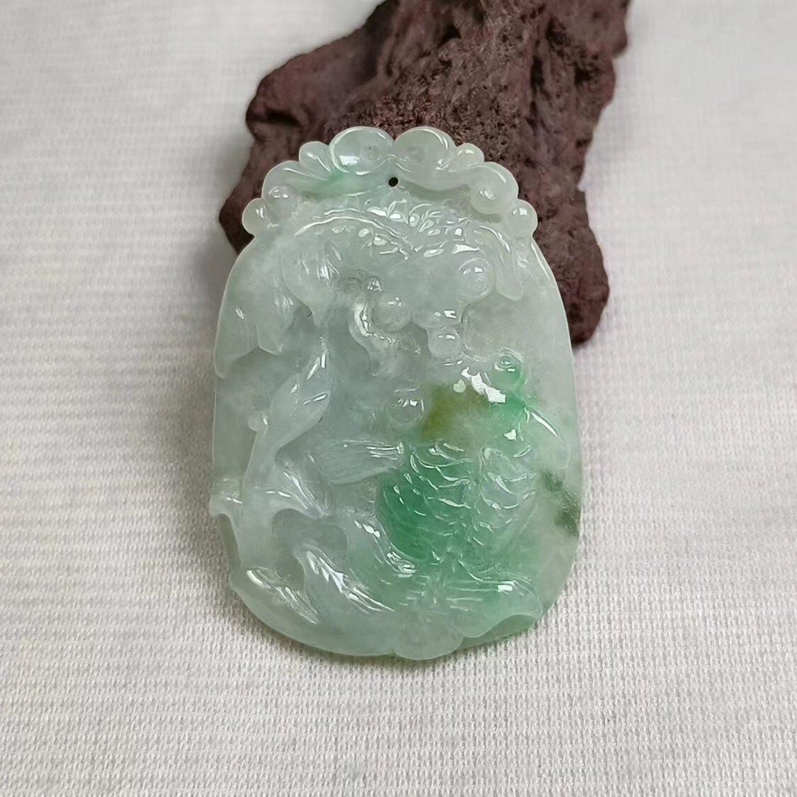天然缅甸翡翠玉石A货金鱼吊坠双鱼鱼得水金枝玉叶玉器玉佩挂件690