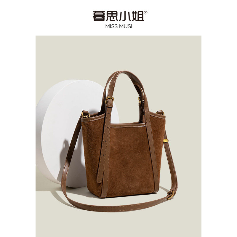 暮思小姐大容量牛皮复古托特包