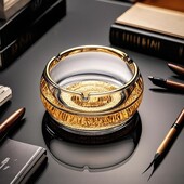 烟灰缸水晶玻璃高端大气档次轻奢创意家用客厅办公金箔烟缸