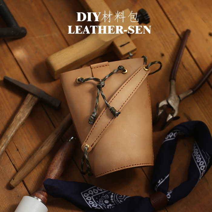 leather牛皮复古diy桶包