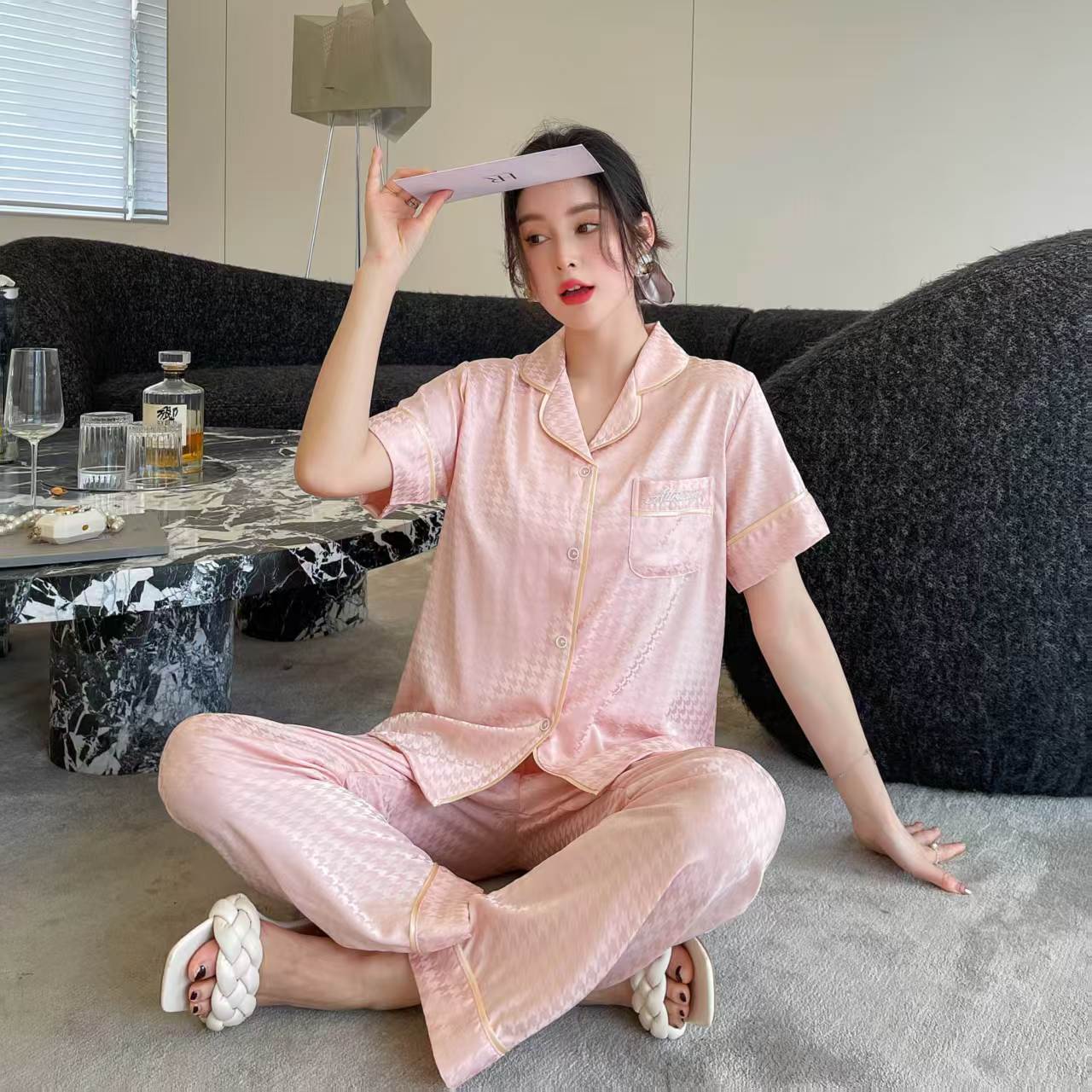 睡衣女款夏季冰丝2026新款短睡衣/家居服套装