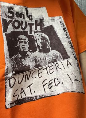 SONIC YOUTH音速青年乐队印花复古橙色红色短袖T恤纯棉男女同款