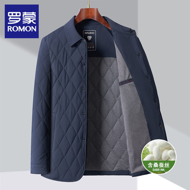 罗蒙棉衣男士秋冬季加厚2025新款商务休闲保暖耐磨夹克爸爸装棉服