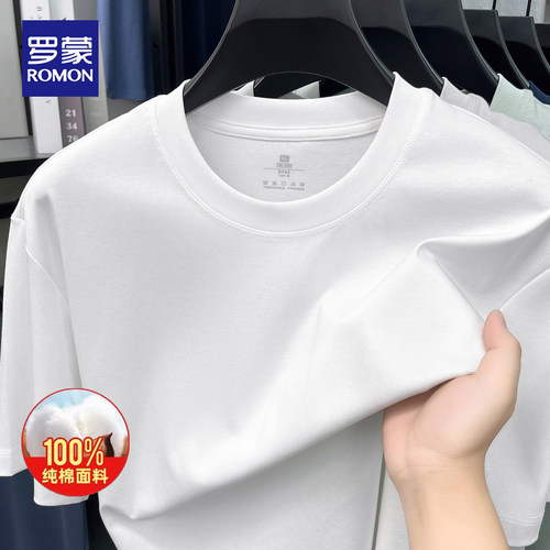 罗蒙夏季纯棉短袖t恤男士亲肤