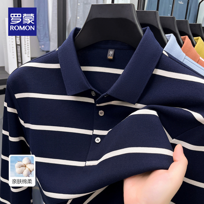 罗蒙春秋棉长袖polo衫男士商务