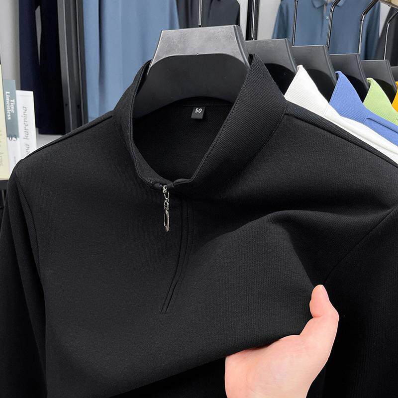 罗蒙春季新款爆款半拉链卫衣男士半高领打底衫休闲微宽松长袖t恤