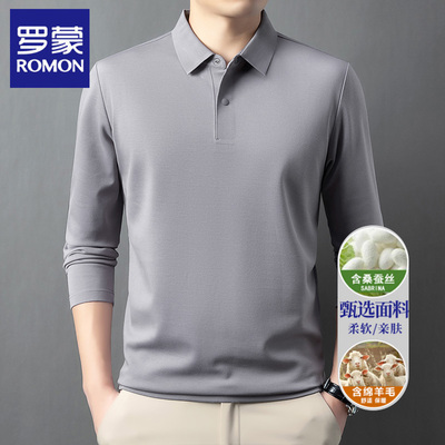 罗蒙春秋长袖POLO衫男士商务休闲