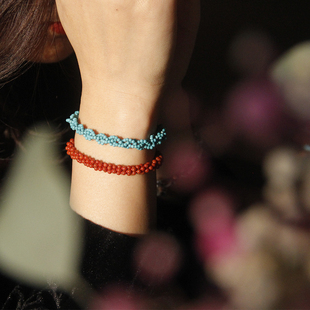 LIMV原创设计珠宝保真高瓷原矿绿松石手链编织手串新款女越戴越绿