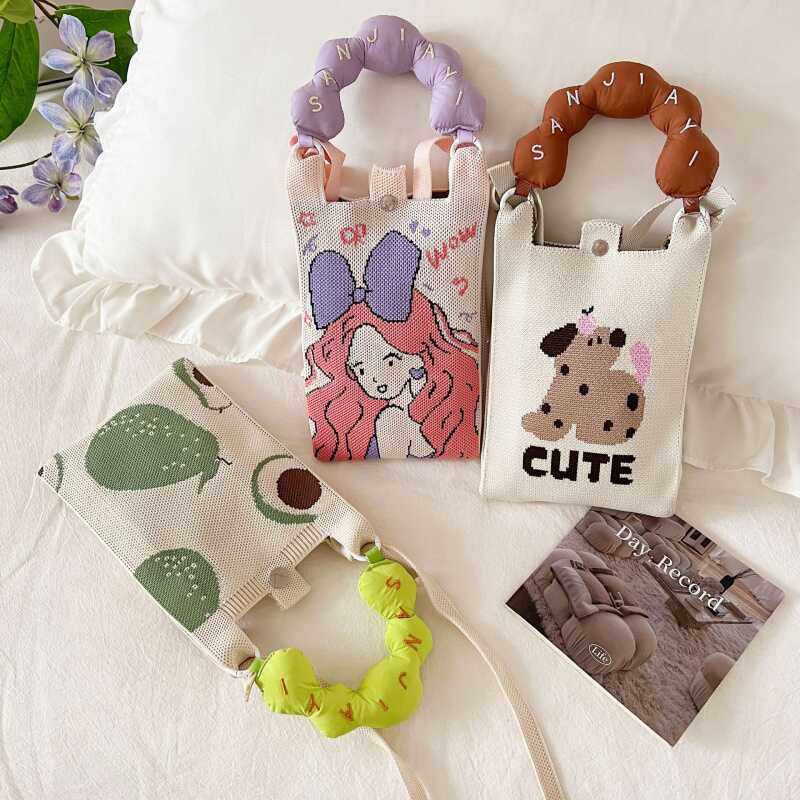 小众设计可爱卡通迷你针织手机包百搭便携通勤斜挎小方包零钱包包,箱包皮具/热销女包/男包,手机包,淘宝优惠券,粉丝福利购,淘宝优惠卷