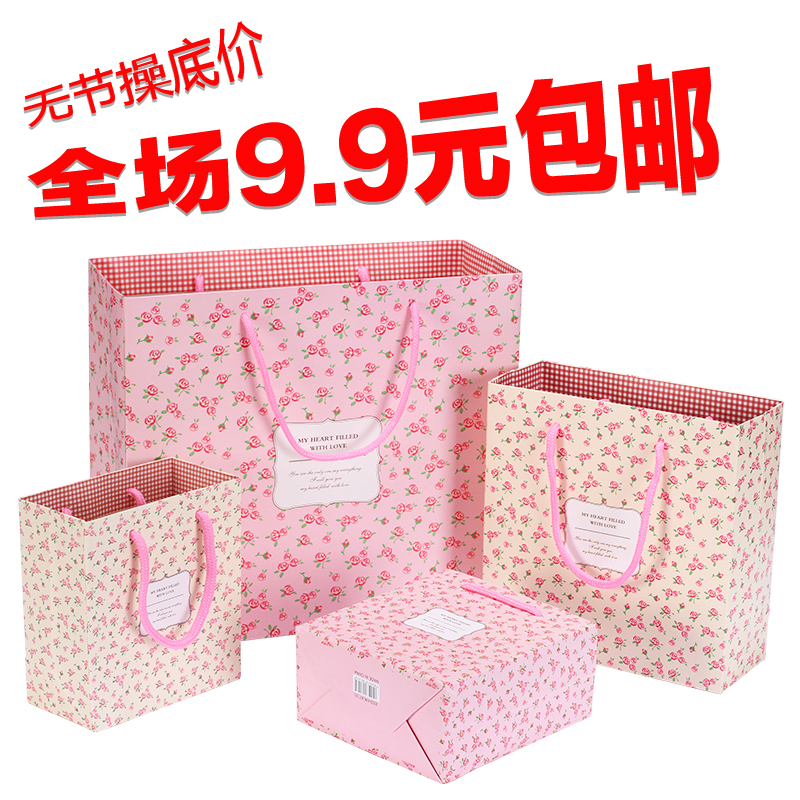 时尚礼品袋 清新小花图案袋子 精美购物袋 服装袋 创意纸袋