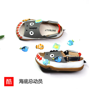 夏季 男童包頭沙灘鞋 鯊魚寶小孩韓版 潮小童軟底防滑防水 兒童涼鞋