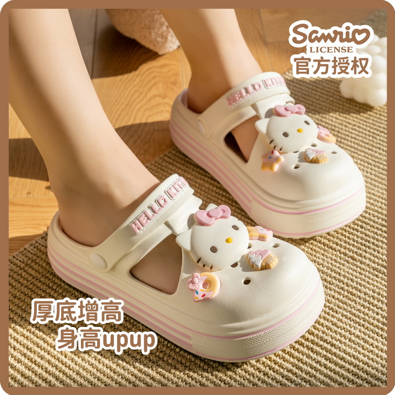 三丽鸥卡通可爱女童洞洞鞋亲子户外HelloKitty库洛米玉桂狗凉拖鞋