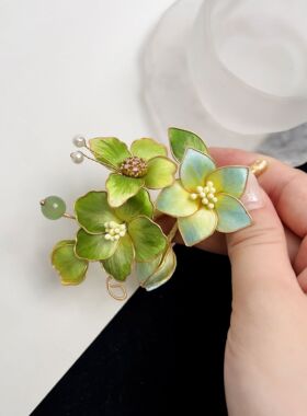 非遗绒花发夹边夹手工非遗发簪软簪花精致新中式发梳日常伴手礼物