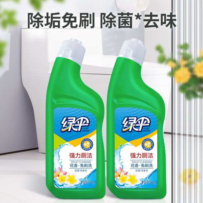 绿伞洁厕灵强力除垢除臭清香 马桶蹲厕蓝泡泡挂壁免刷除菌亮洁2瓶