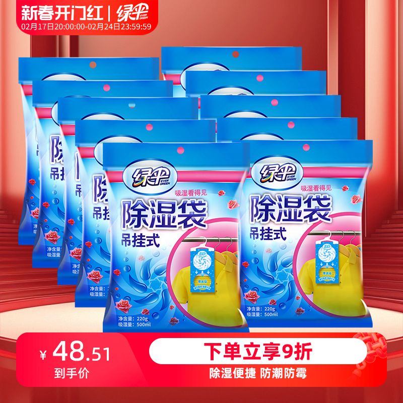 绿伞除湿袋220g*10袋可挂式干燥剂房间室内衣柜防潮剂吸湿防霉