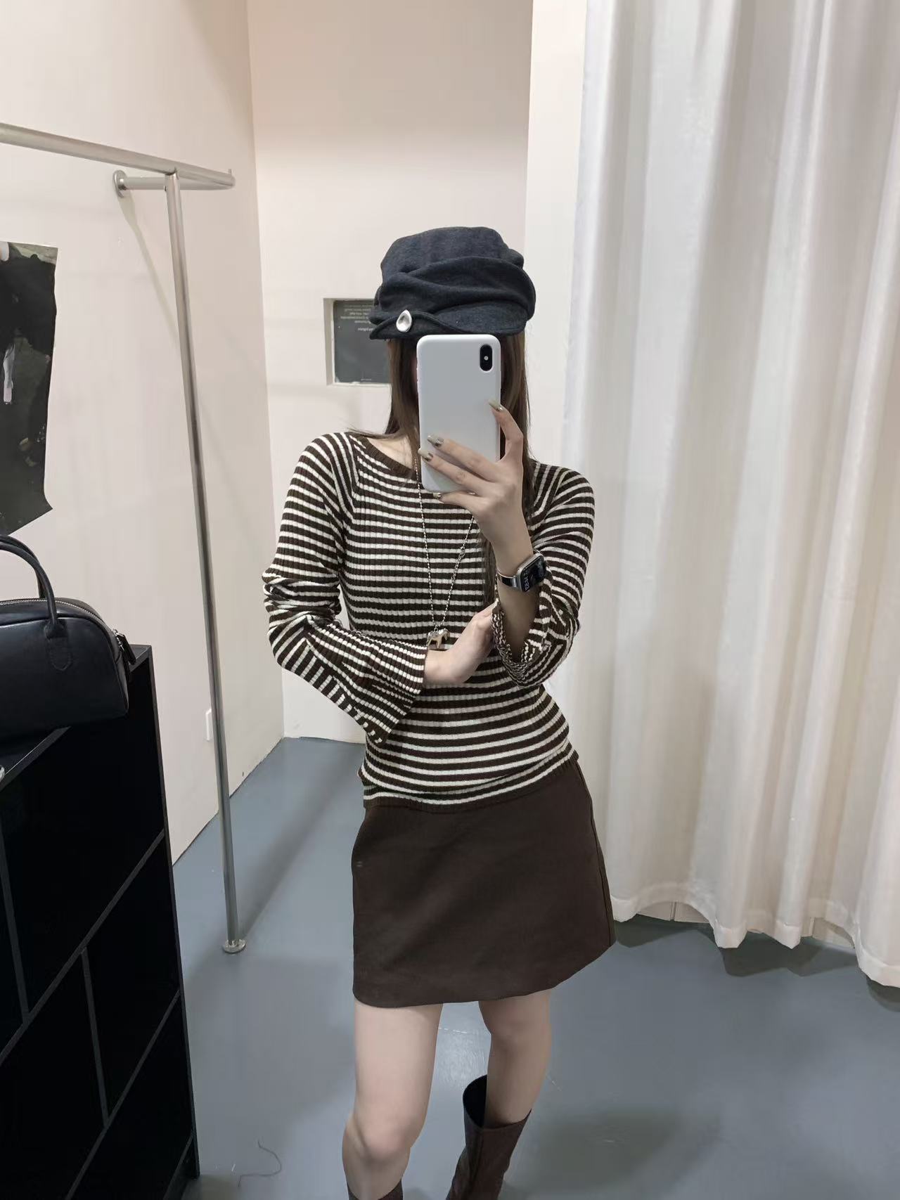 羊毛衫女2026早秋新款露肩喇毛针织衫