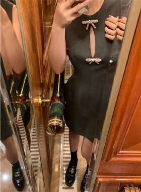 欧美复古赫本风礼服轻奢小众高端级感气质名媛晚宴年会A字连衣裙