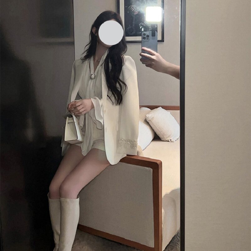 欧美秋冬复古休闲炸街chic西装宽松气质名媛小众设计高级感外套女