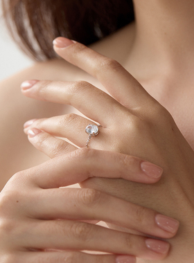 JudyCollins锆石抽拉链条戒指