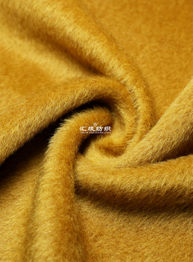 深金黄色苏利羊毛布料冬季100%wool羊绒大衣外套马甲DIY服装面料
