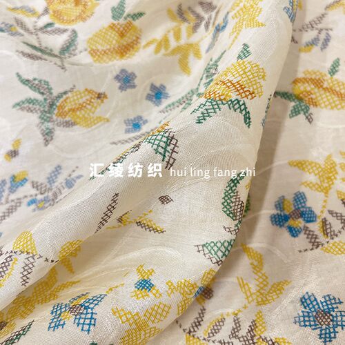 中国风汉服提花天丝棉印花布料