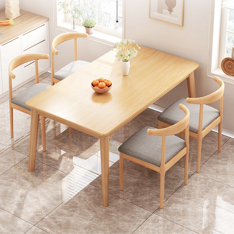 实木腿餐桌家用小户型长方形