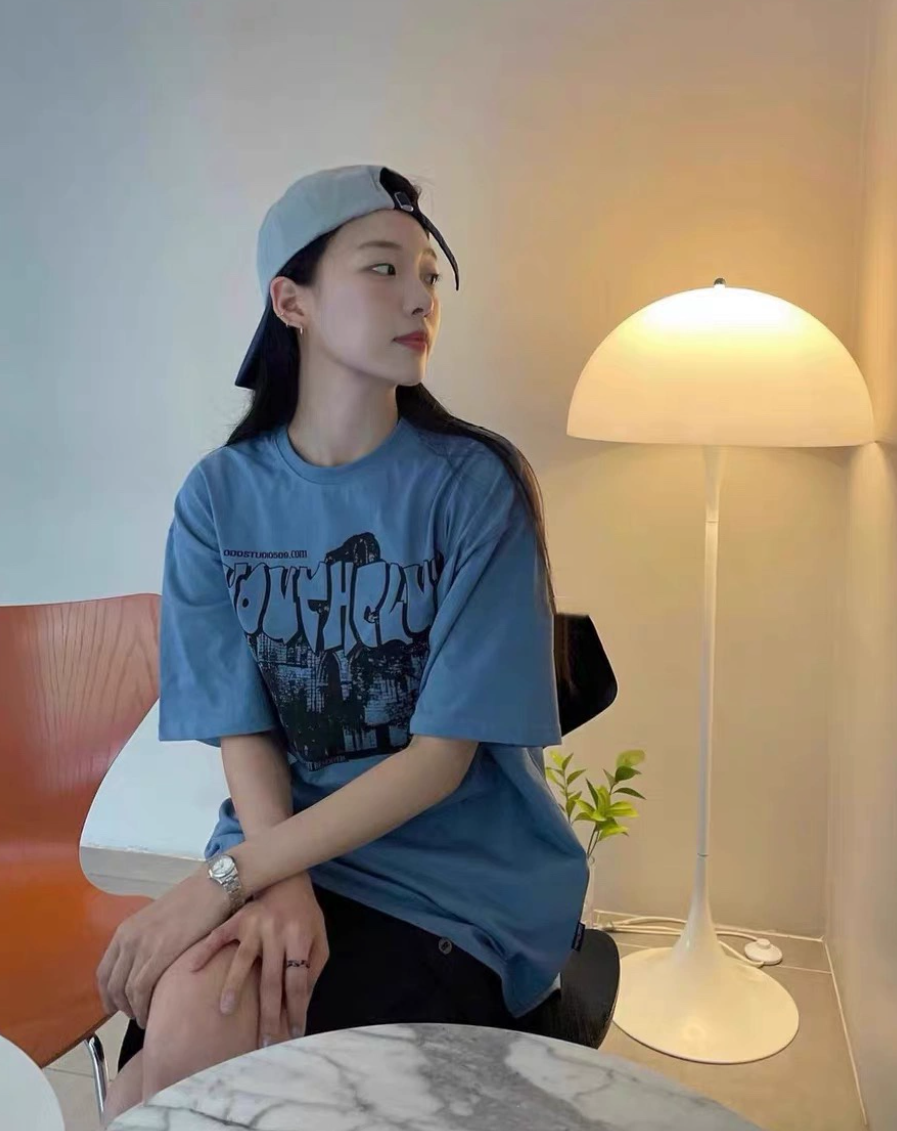 韩国代购 oddstudio短袖 复古涂鸦字母宽松百搭T恤 男女同款 潮