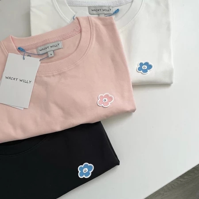wackywilly小飞人花朵小标T恤女