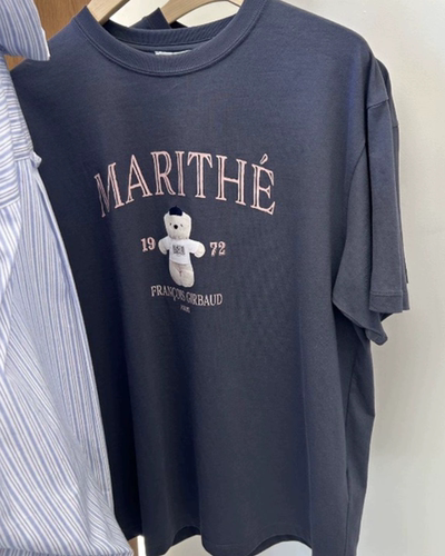 韩国小众潮牌marithe短袖车静媛同款mfg春夏短袖显瘦小熊印花棉T