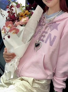 韩国niceghostclub星星爱心拉链连帽卫衣男女外套 sakuya金道勋