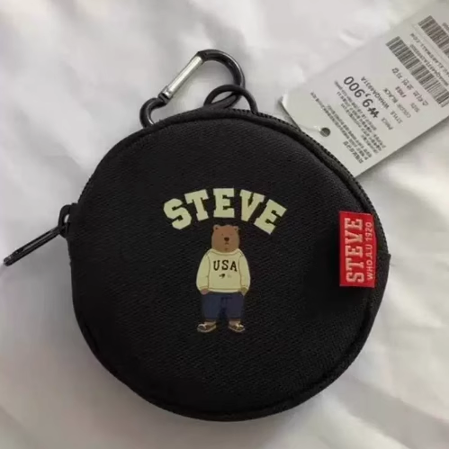 韩国代购 WHO A U零钱包卡通熊迷你小包背包挂件可爱圆形装饰小包