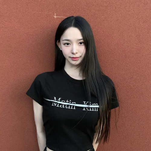 韩国潮牌MatinKim切割拼接字母短袖女logo短款T恤宁艺卓rose同款