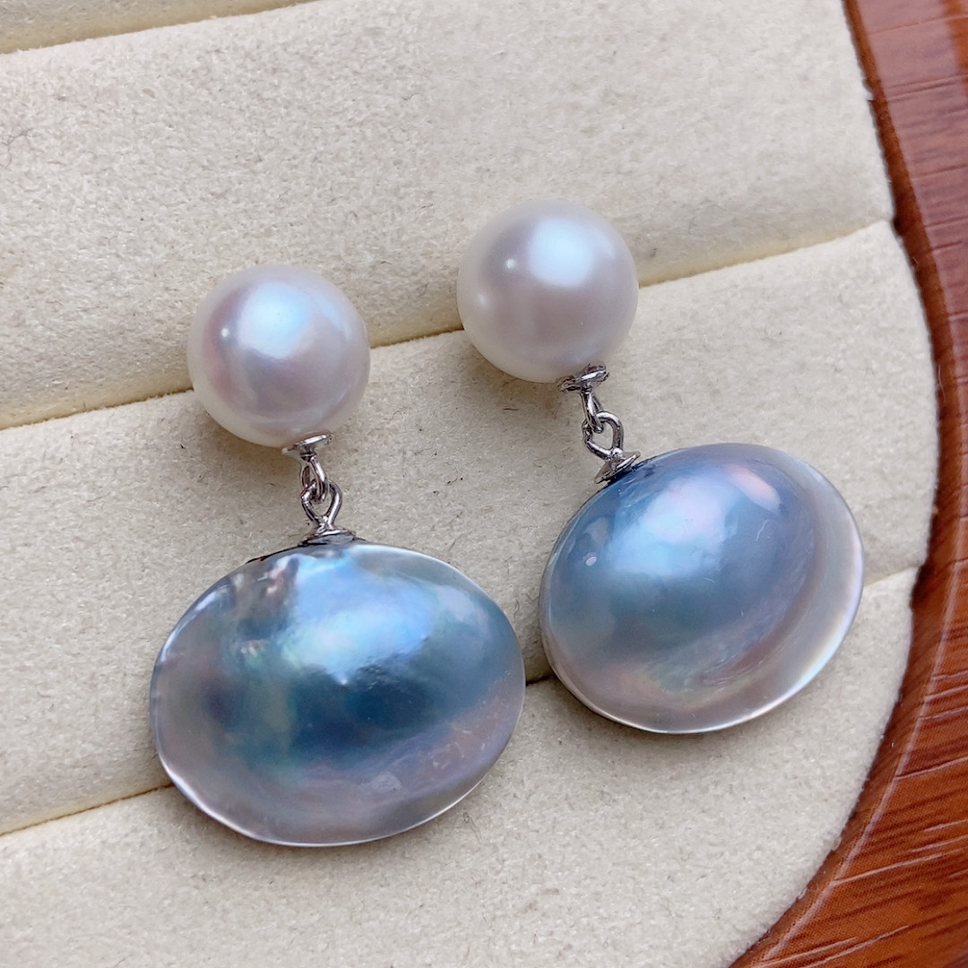 小椭圆海水马贝耳钉，白色10-12mm珍珠,珠宝/钻石/翡翠,耳饰,淘宝优惠券,粉丝福利购,淘宝优惠卷