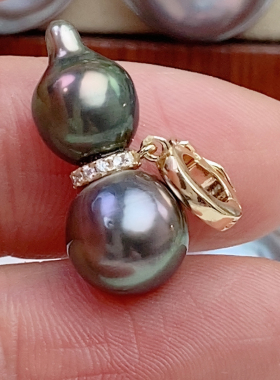 天然大溪地孔雀绿色，纯银开口吊坠