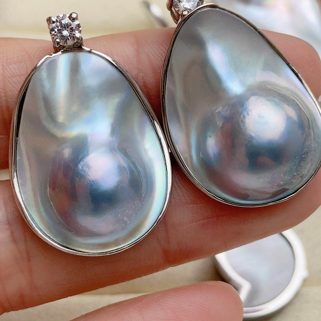 长水滴海水马贝，纯银王妃款耳钉,珠宝/钻石/翡翠,耳饰,淘宝优惠券,粉丝福利购,淘宝优惠卷