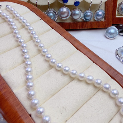 极光无调色日本akoya正圆无暇6.5-7