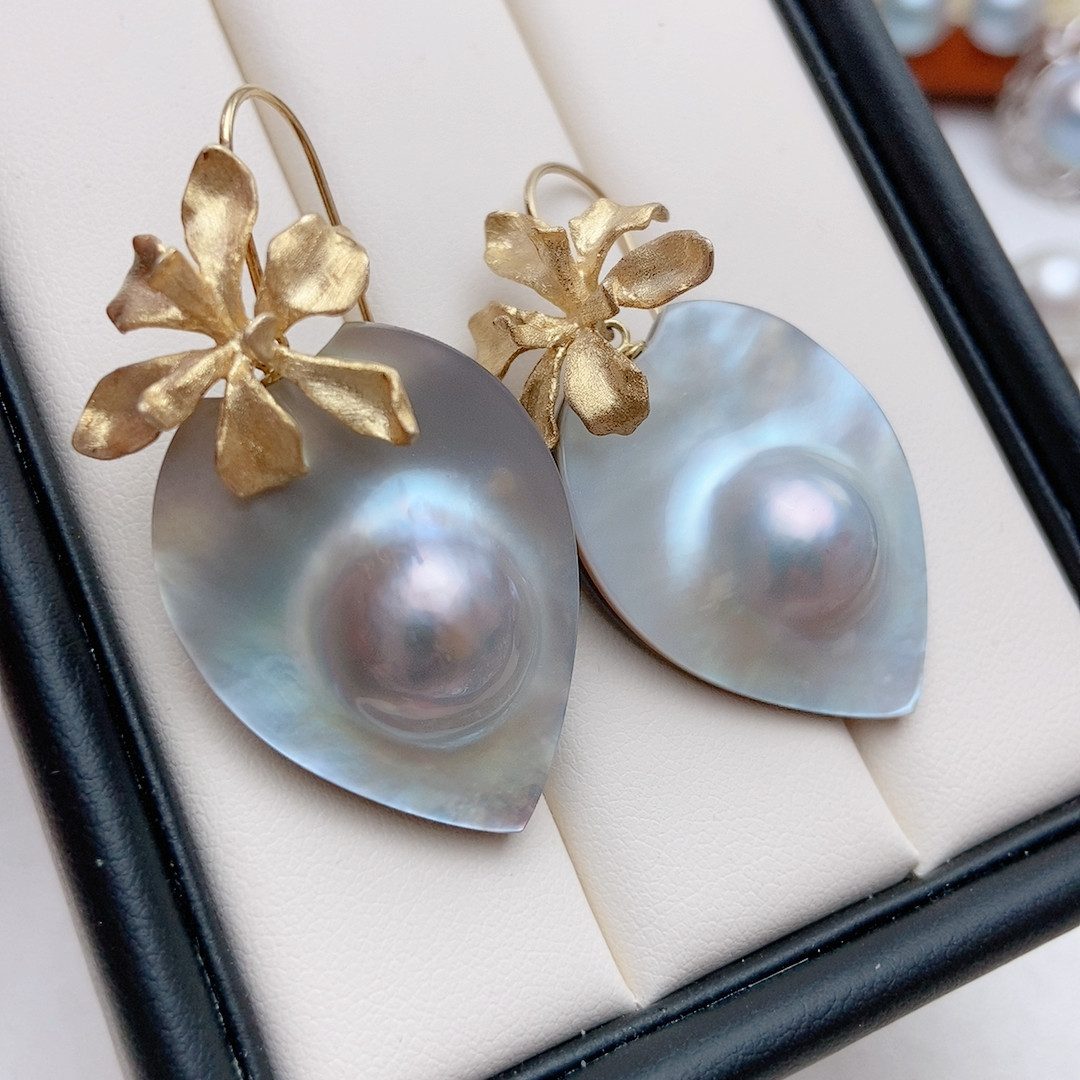 大花设计，超大盾牌款海水马贝耳环,珠宝/钻石/翡翠,耳饰,淘宝优惠券,粉丝福利购,淘宝优惠卷