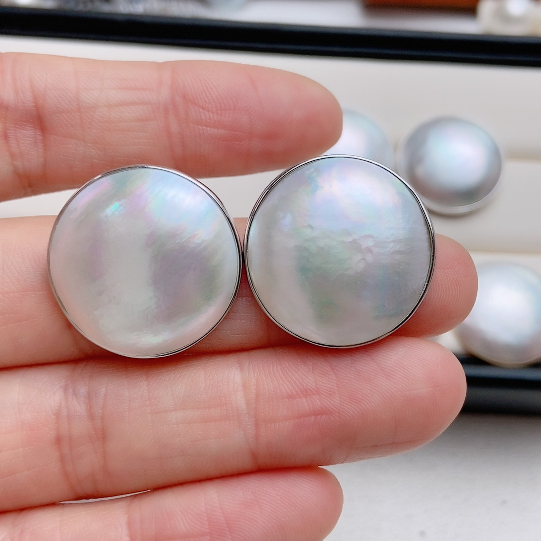 22.9mm白色澳洲海水马贝耳钉，纯银,珠宝/钻石/翡翠,耳饰,淘宝优惠券,粉丝福利购,淘宝优惠卷